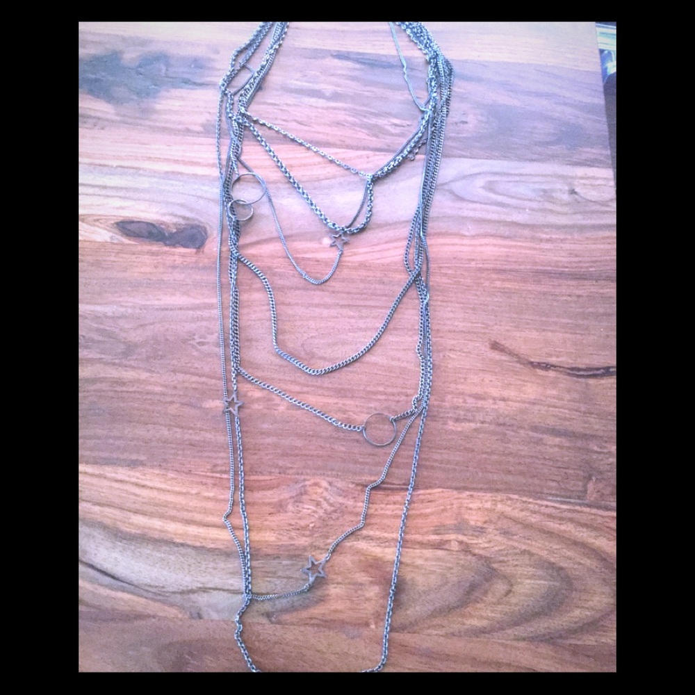 Long multi layers necklace with vintage feel